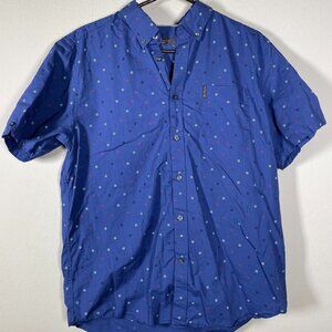 Ben Sherman Men's SS Circle Print Blue Button-Up Shirt XL 100% Cotton!